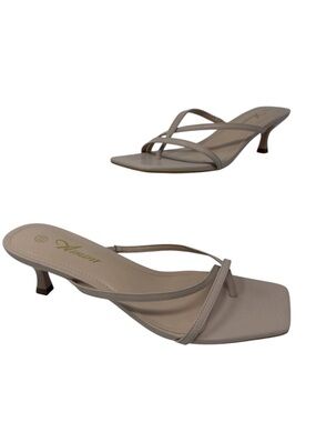 Women's Nude Strappy Kitten Heel Sandals